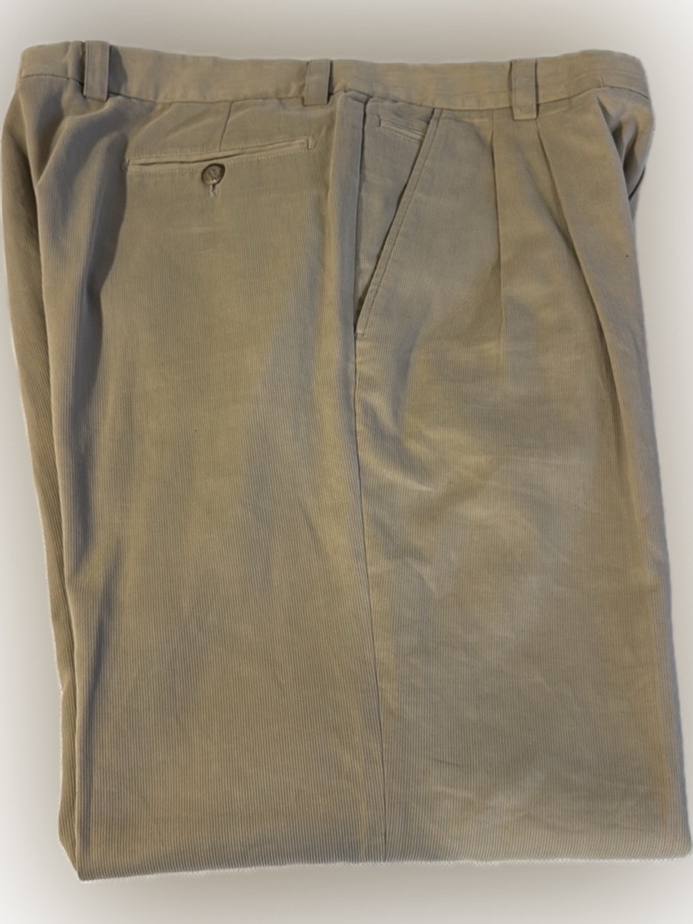 Ermenegildo Zegna Corduroy Pants Mens 56(40) Beige Pleated Italy Luxury Trousers